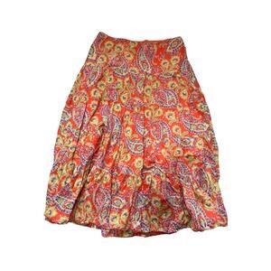 Lauren Ralph Lauren Paisley Cotton Skirt Size L Boho Midi